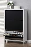 KITKAY Zapatero 3 Puertas Trampón de 79 x 24 x 119 cm Blanco/Negro