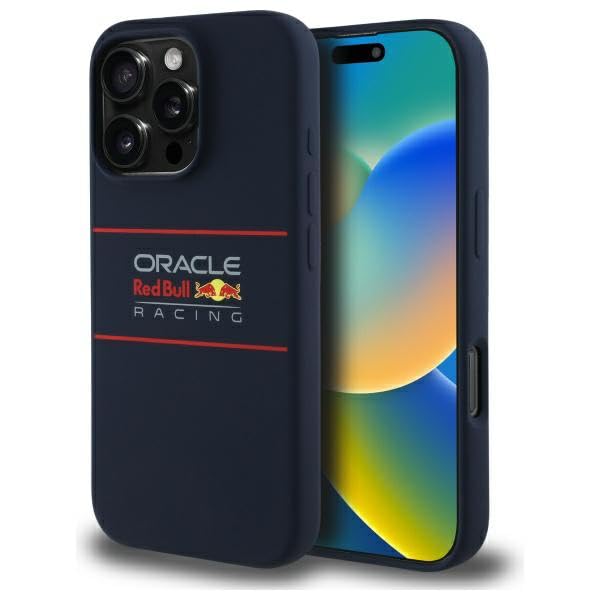 CG MOBILE Red Bull RBHMP16X24SIHSRV Coque pour iPhone 16 Pro Max 6,9" sous licence en silicone avec logo horizontal compatible avec MagSafe Bleu marine