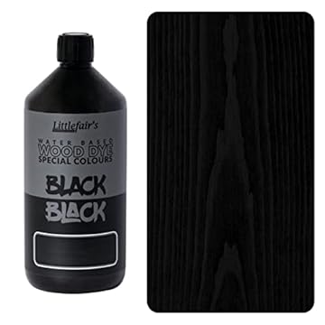 Littlefair's | Water Based Wood Dye | Special Colours Range | Indoor and Outdoor Use | Environmentally Friendly | Black Black (1ltr)