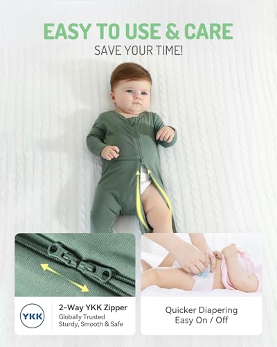 HAPIU Rayon from Bamboo Baby Footed Pajamas, 2 Way Zipper YKK, Footie for Baby Boy Girls, Newborn-24 Months4