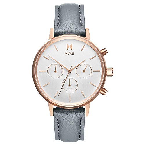 Image of MVMT Nova Qtz Multifunction Silver Round Dial Women's Watch|Blue Leather Material|Blue Color Band - D-FC01-RGGR