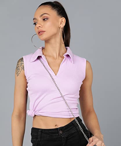 Image of Rock Paper Scissors Womens Collared Neck Crop Tank Top Stylish Tops