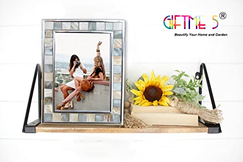 Giftme 5 Silver Plate Picture Frame 5X7 Mother Of Pearl 5 By 7 Photo Frame Mosaic Glass Tabletop Frame (Grey+ White,1Pc) #TOP2