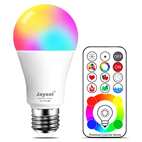 Jayool 10W E27 120 Couleurs LED RGBW Ampoule Changement de Couleur Télécommande (3ème génération), Timing et Dimmable RGB+lumière du Jour Blanc(6500K)...