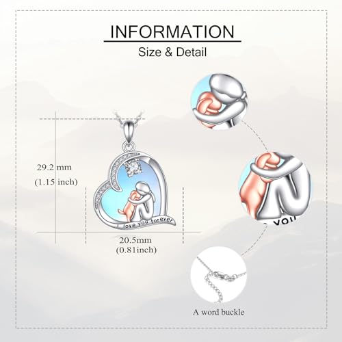 Moonstone Necklace 925 Sterling Silver I Love My Dog/Elephant/Cat Heart Shape Pendant Necklace Animal Jewelry Gifts for Women Mom Grandma4