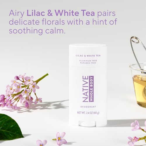 Image of Native Whole Body Deodorant, Lilac & White Tea Scent, 72 Hour Odor Protection for Pits, Privates & More, Aluminum Free Deodorant for Men & Women with Coconut Oil & Shea Butter, 2.3oz