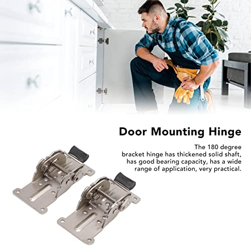 2Pcs Zinc Alloy Folding Hinges, 180 Degree Self Locking Hinge Set for Cabinet Wardrobe Door - Image 2