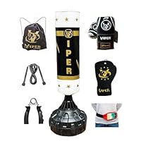 Viper Free Standing Punch Bag Set-Heavy Duty Pedestal Stand Boxing Bag for Kickboxing Martial Arts MMA Dummy Muay Thai Home Gym Training Equipment for Men and Women