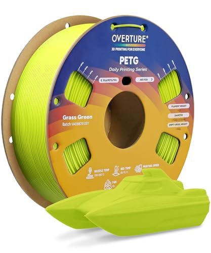 Image of Overture PETG 3D Printer Filament 1.75mm, Neatly Wound Durable PETG 1kg Spool (2.2lbs), Strong Toughness Filament, Dimensional Accuracy + /- 0.02mm, Fit Most FDM Printers (Grass Green)