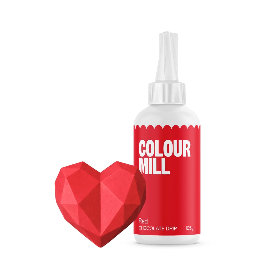 Colour Mill Choco Drip Red: Chocolate Drip Easy-Melt Drizzle for Desserts and Cakes - 125 g