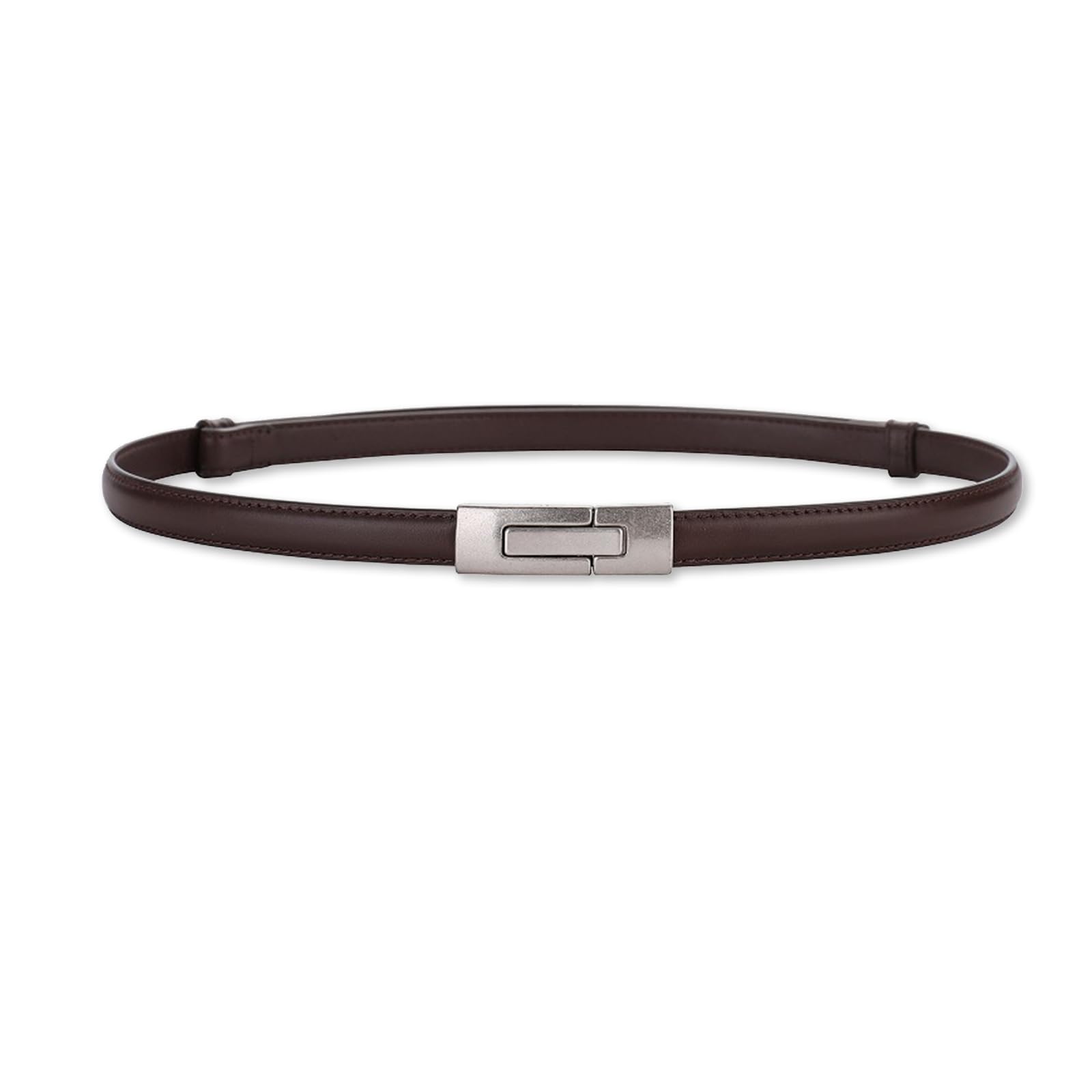 LumiSyne Women Skinny Leather Belt Simple Solid Color Vintage Metal Interlock Buckle Adjustable Thin Waist Belt Slim Belt Decoration Waistband For Dresses Jeans Pants Coat