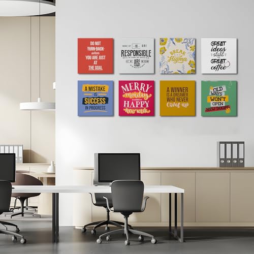 Image of PAPER PLANE DESIGN Motivational and Inspirational Quotes Wall Framed Poster, Office Decor, Wall Frames with Quotes.Set of 8 (10 x 10 Inch) (CANVAS WRAPPED FRAMES)