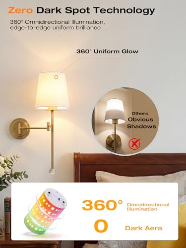 Image of CLOUDY BAY 10000mAh Battery Operated Wall Sconces,Up to 100 Hours with Rechargeable RGB Dimmable Magnetic Bulb,Cordless Wall Lighting Fixtures with Remote for Bedroom,Soft Gold,2 Pack-18.6inch