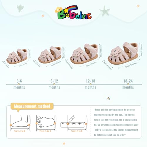 Image of Babelvit Infant Baby Girl Boy Sandals Comfort Premium Summer Outdoor Casual Beach Shoes with Flower Bowknot Anti Slip Rubber Sole Newborn Toddler Prewalker First Walking Shoes