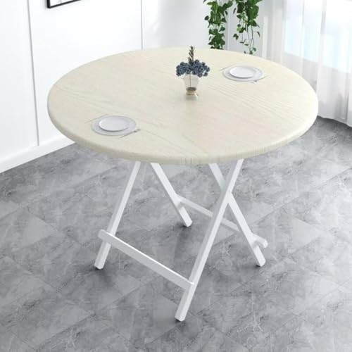 ダイニングテーブル 折りたたみ 丸い食卓 直径80×高さ73cm 防水 合金脚 耐荷重?50kg 折り畳み式 作業台 完成品 組み立て不要 滑り止めマット付き キッチン レストラン アウトドアなどに適用 (80*80*73cm,A)