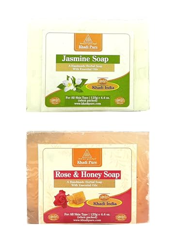 Image of Khadi pure Herbal Jasmine & Rose & Honey Soap (125g) Pack of 2 (250g)