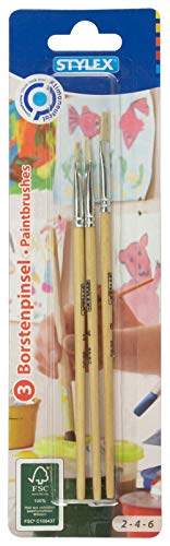 Stylex 35043 - Juego de 3 pinceles planos de cerdas en los tamaños 2,...