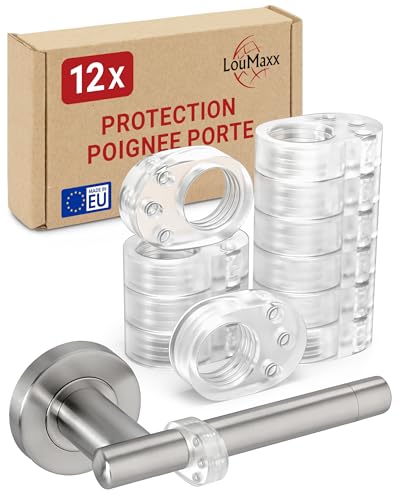 LouMaxx protege poignee de porte Lot de 12 – butee de porte interieur – protege porte Transparent Silicone