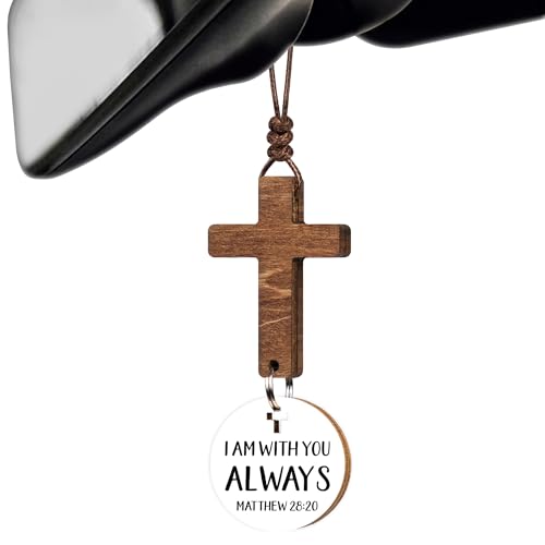 Cross for Car Mirror Hanging, Christian Gifts for Men, Daily Bible Verse Car Cross Hanging Accessories, Christian Car Accessories, Jesus Religious Gifts, for Dad, Father, Men, Husband