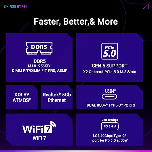 ROG Strix X870E-H Gaming WIFI7, Scheda madre AMD ATX, Socket AM5, 16+2+1 Stadi di Alimentazione, Slot DDR5, Quattro Slot M.2, PCIe 5.0, WiFi 7, 2 Porte USB4, PCIe Slot Q-Release, Aura Sync, Nera - Scheda madre - Immagine 3