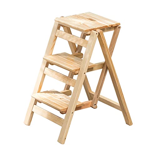 Taburete plegable de madera convertible en estantería de biblioteca 2