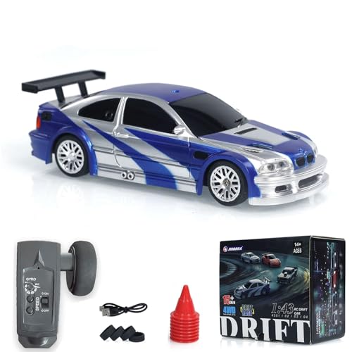 Image of FEXXA 1 /43 Scale RC Drift Race Car Gyro 4WD Ready to Go Mini Remote Control Car High Speed Model (1:43 RC Drift BWM M3 GTR-Blue)