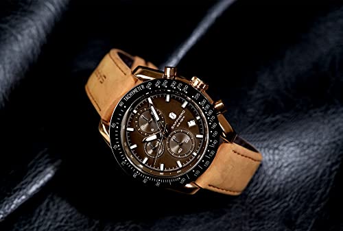 Image of BENYAR Mens Watches Quartz Movement Chronograph Leather Strap Fashion Business Sport Design 30M Waterproof Scratch Resistant Elegant Gifts for Men