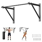 HANDBODE Wall Mounted Pull Up Bar, Strength Training Adjustable 52" Chin Up Bars 500LBS Weight Capacity, Home or Garage Gym Workout Training Station