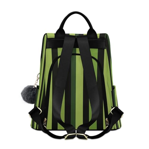 Sac à dos à rayures verticales vertes femme multipoche - 2