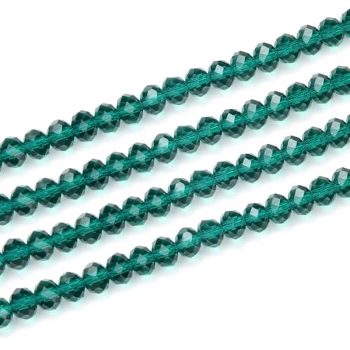 Image of 140pcs Czech Faceted Rondelle Crystal Glass Beads 8mm Bulk Emerald Green