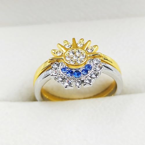 Pair of Celestial Sun and Moon Ring Set, Friendship Promise Matching Rings, Anniversary Birthday Gifts for Women3