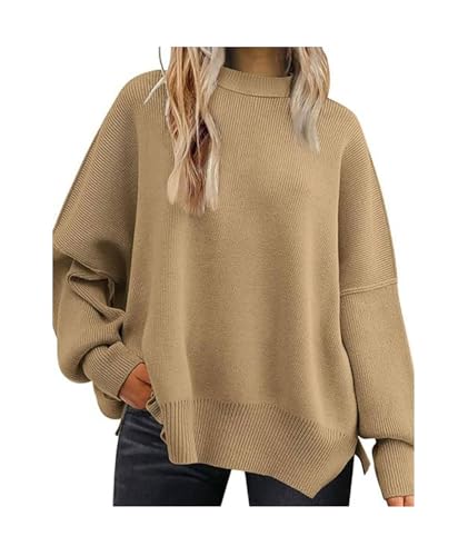 Image of SEMATOMALA Women's Oversized Plain Batwing Sweaters Fall Winter Crewneck Trendy Pullover Knit Jumper Tops