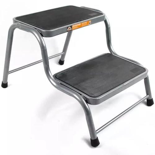 Xtremeauto Double Steel Caravan Step - Extra Large Heavy Duty Non-Slip Versatile Silver Modern Steel Step Stool for Caravan Motorhome Campervan