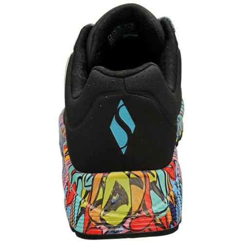Skechers Uno Ravaged LoveSneaker pour Femme, Garniture Multicolore en Cuir dura Noir, 37 EU