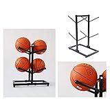 Qiucenmium Basketball Organizers,Sports Ball Organizer with 2 Layer 2 Sided,Ball Storage Rack for Ba