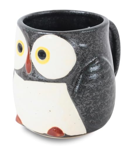Taza cerámica japonesa Mino ware forma búho 12.8 oz miniatura 1