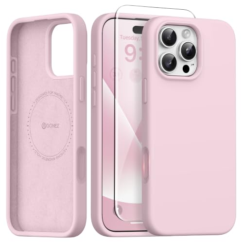 Coque iPhone 16 Pro Max MagSafe en silicone liquide rose haute protection