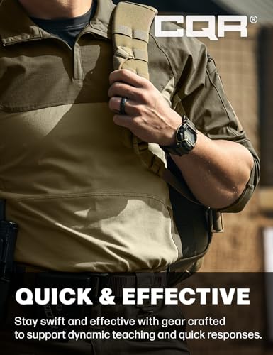 Image of CQR Men's Tactical Combat Shirt, 1 /4 Zip Long Sleeve Breathable Military BDU Training Top for Shooting, Hunting, Range Use