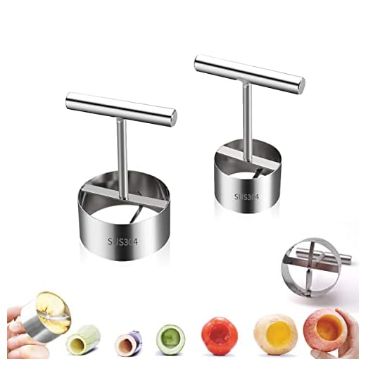 Vegetable & Fruit Corer, Veggie Corer Drill Fruit Core Remover Kitchen Tool, 2 Sizes Veggie Drill for Coring and Hollowing Out Zucchini, Pumpkin, Potatoes, Carrot, Apple, Pear, Tomato