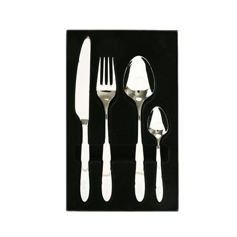Ménagère de luxe 24 pièces poli miroir, couvert haut de gamme table chic