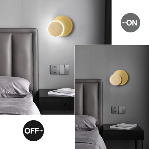 Image of Modern LED Gold Wall Sconces Set of Two Acrylic Wall Lights Lighting Fixture 6000K White Light 8W Dimmable Wall Lamp Round Sconces Wall Lighting for Indoor Bedroom Bedside Hallway
