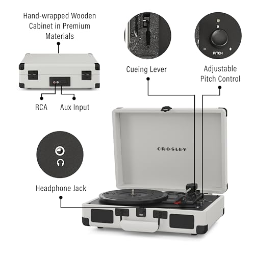 Image of Crosley CR8005DP-WF Cruiser Plus Record Player, White Farmhouse
