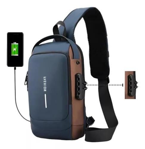 Image of MATCH MADE Anti-theft Waterproof Chest Sling Bag for Men with Password Lock & USB Charging - Travel Hiking Crossbody Daypack Backpack