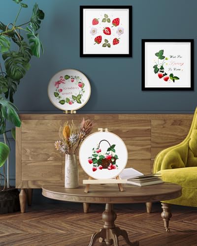 Image of TINDTOP Embroidery Kit for Adult, 4 Pack Cross Stitch Practice Kits | for Beginners Include Embroidery Cloth Hoops Threads for Craft Lover Hand Stitch with Embroidery Skill Techniques
