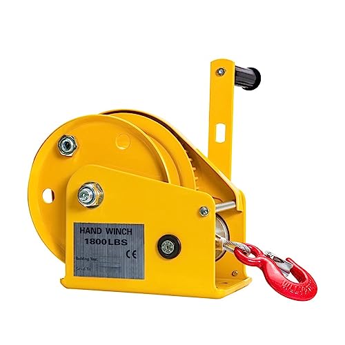 Manual Winch,1800lb Hand Crank Two-Way Self-Locking Manual Winch Household Small Portable Traction Hoist with Brake Manual Winch for Cars, Home Improvement, Cargo Handling
