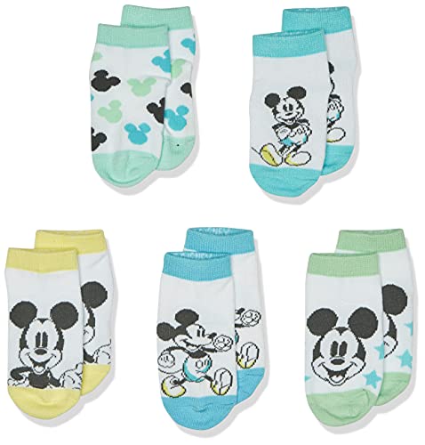 Disney baby boys Mickey Mouse 5 Pack Shorty Socks, Assorted Pastel, 24-36 Months US