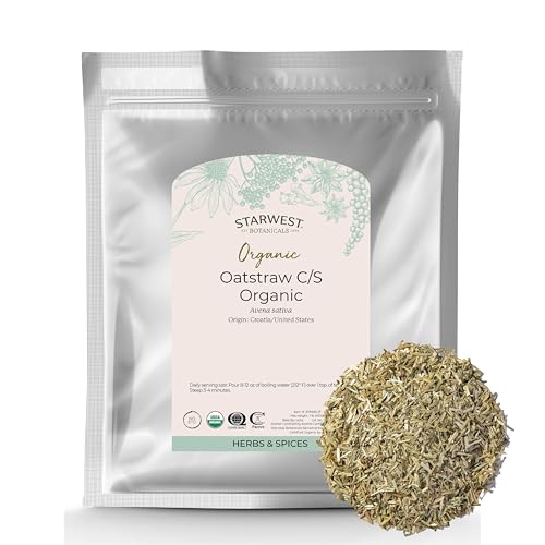 Starwest Botanicals Oatstraw Loose Leaf Organic - Dried Herb for Tea & Cooking, Cut & Sifted, Natural Wellness Support for Women & Men, Certified Kosher, Non-GMO - Bulk 1 lb Bag