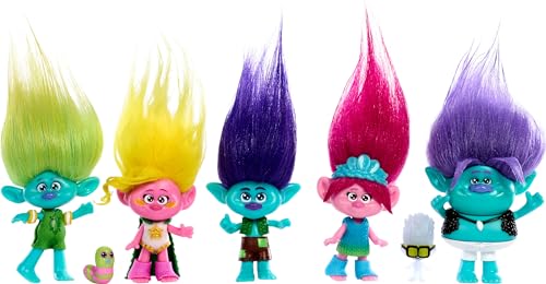 Mattel DreamWorks Trolls Band Together Toys, Best of Friends Pack with 5 Small Dolls & 2 Character Figures, Includes Queen Poppy Doll