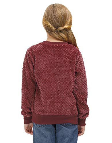 Besserbay Fall Winter Basic Crew Neck Knit Sweater Pullover Sweatshirt For Girl 9-10 Years Burgundy #TOP5