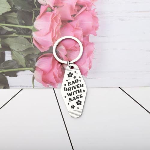 CENWA Bad Driver With Sass Motel Keychain Bad Driver Key Chain Gifts Funny Gifts4